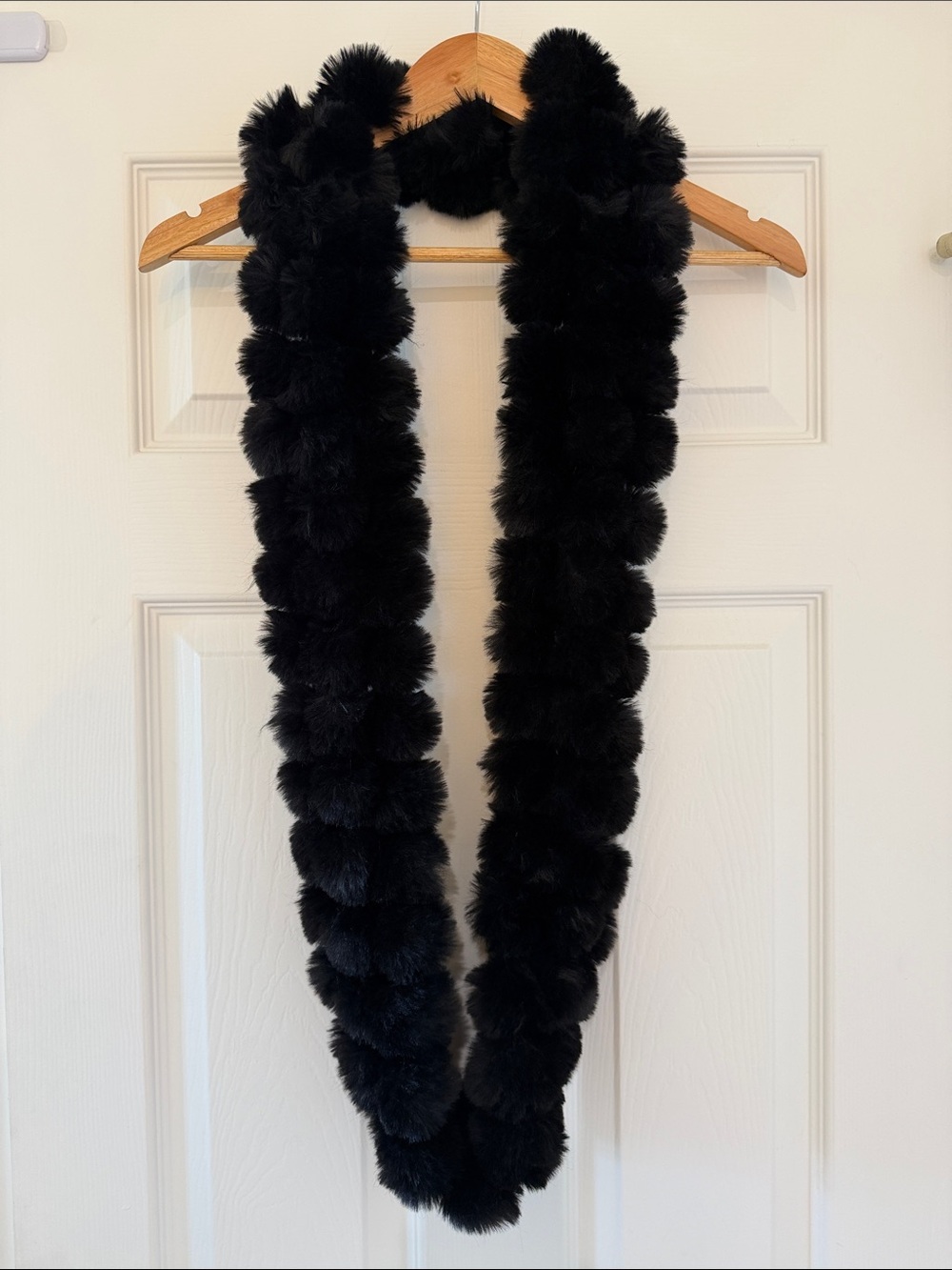 Nordstrom Black Faux Fur Pom Pom Scarf